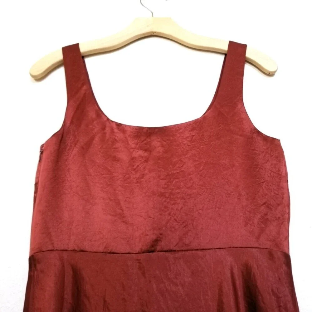 NWT Vince Minimal Quiet Luxury Slim Midi Slip Dress Sangre Red Satin 2 Cocktail - Picture 10 of 13
